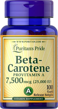 Miniatura de Puritan's Pride Betacaroteno 25000 UI 100 Sgel Vitamina A.