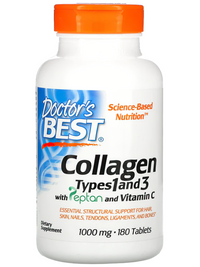 Miniatura de Doctor's Best Colágeno Tipos 1 y 3 1000 mg 180 comprimidos con vitamina C.