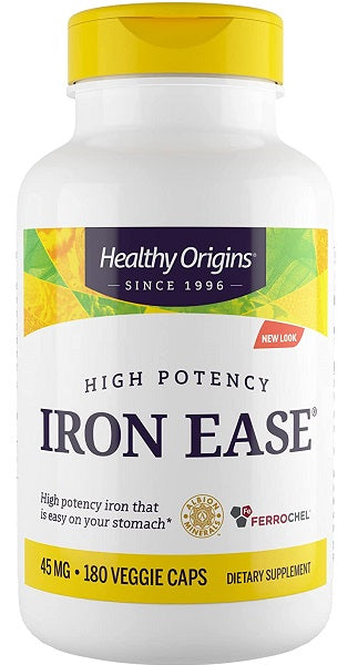 Healthy Origins Iron Ease 45 mg 180 cápsulas vegetales.