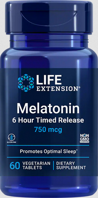 Miniatura de Melatonina 6 horas de liberación retardada 750 mcg 60 cápsulas vegetales - frente 2