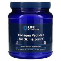 Thumbnail for A blue container of Life Extension's Collagen Peptides for Skin and Joints, a non-GMO dietary supplement, weighs 343 grams or 12 oz.