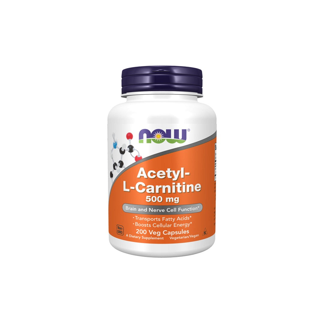 Now Foods Acetil-L-Carnitina 500 mg 200 cápsulas vegetales.