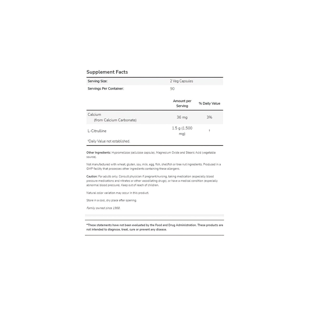 L-Citrulina 750 mg 180 cápsulas vegetales - Información suplementaria