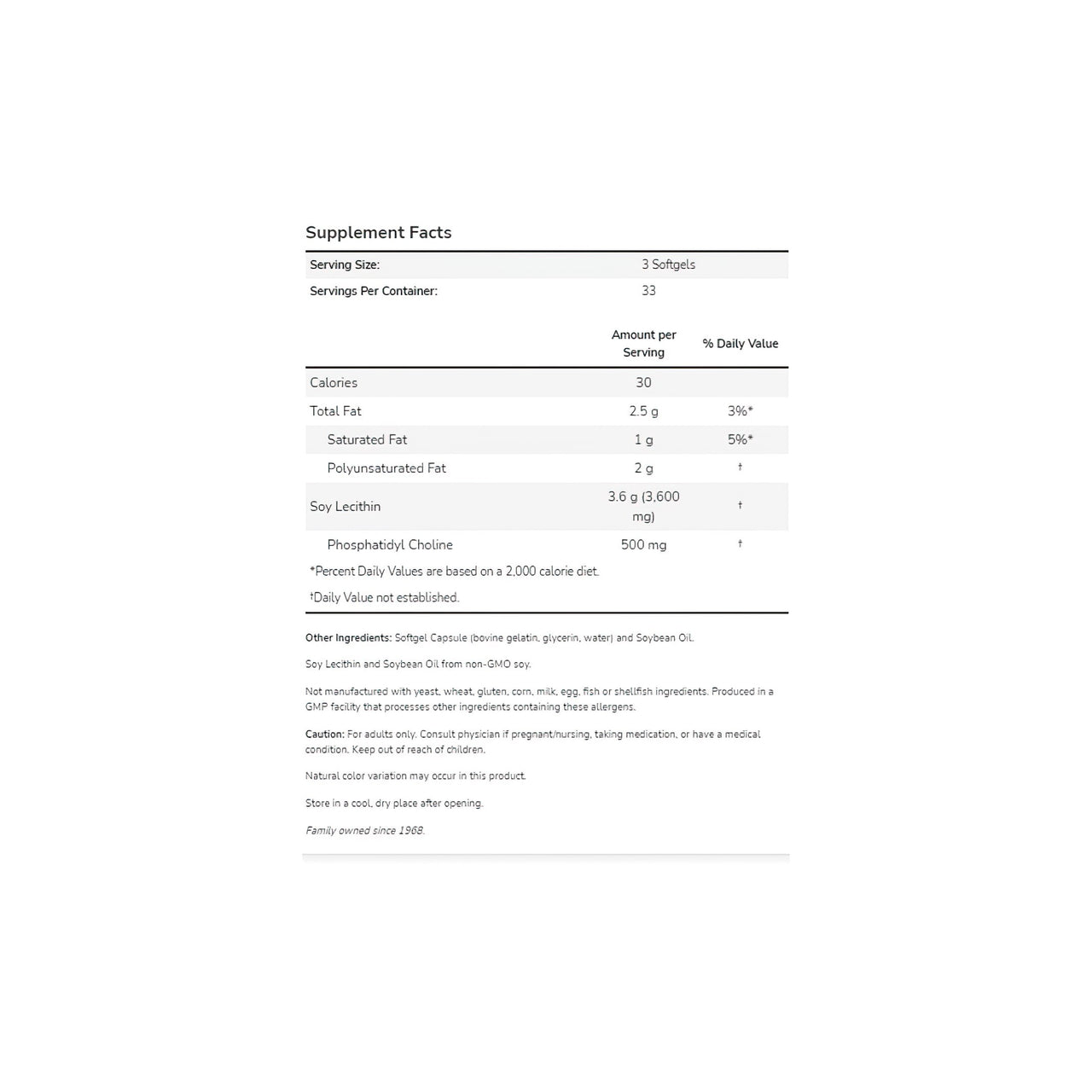 Lecitina 1200 mg 100 cápsulas blandas - información suplementaria