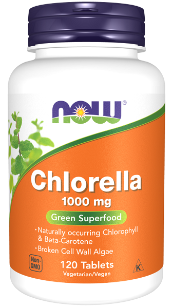 Now Foods Chlorella 1000 mg 120 comprimidos.