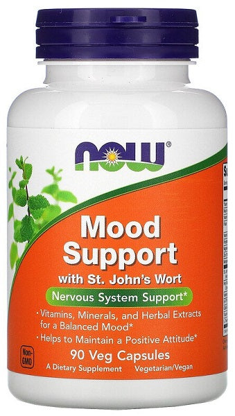 Mejora tu actitud positiva y promueve un estado de ánimo equilibrado con Now Foods Mood Support 90 cápsulas vegetales.