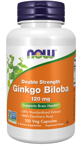 Now Now Foods Extracto de Ginkgo Biloba 24% 120 mg 100 cápsulas vegetales.