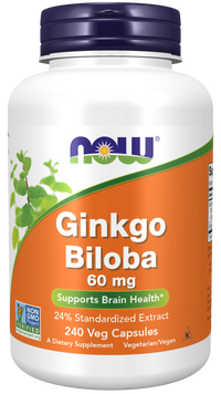 Miniatura de Now Foods Extracto de Ginkgo Biloba 24% 60 mg 240 cápsulas vegetales.