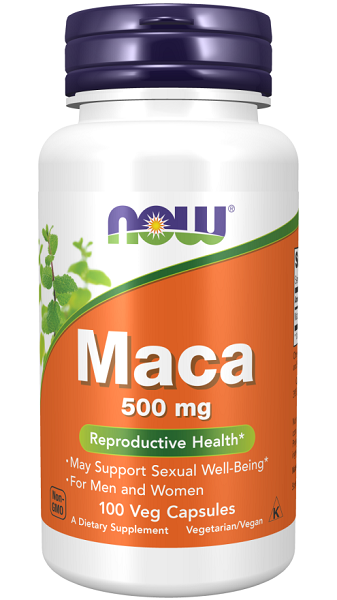 Now Foods Maca 500 mg 100 cápsulas vegetales.