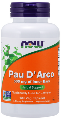 Miniatura de Now Foods Cápsulas de Pau D'Arco 500 mg, ahora disponibles en envase de 100 cápsulas vegetales.