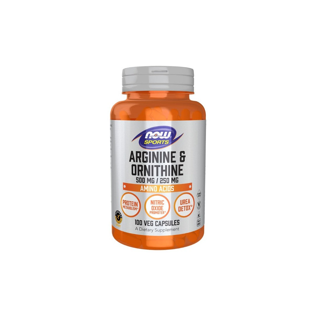 Arginine 500 mg & Ornithine 250 mg 100 Veg Capsules - front