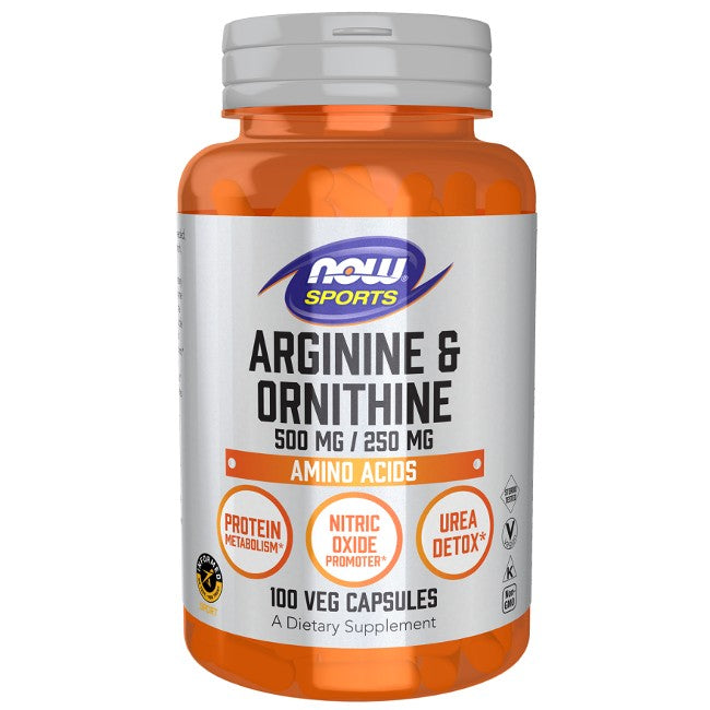 Arginine 500 mg & Ornithine 250 mg 100 Veg Capsules - front