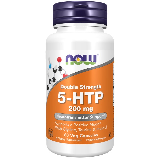 5-HTP, Double Strength 200 mg 60 Veg Capsules - front