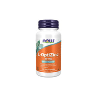 Thumbnail for A bottle of Now Foods L-OptiZinc 30 mg 100 Veg Capsules, for immune system support and enzyme function.