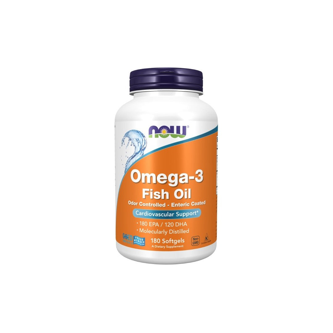 Omega-3, 180 Molecularly Distilled & Enteric Coated Softgels - FRONT