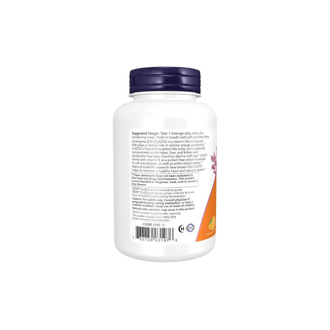 Coenzyme CoQ10 200 mg 90 Lozenges Orange Flavor - back