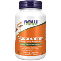 Thumbnail for A bottle of Glucomannan 575 mg 180 Veg Capsules by Now Foods, with 180 vegetarian capsules each containing 575 mg of konjac root, designed to support healthy cholesterol levels, weight management, and digestive health.