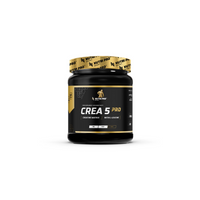 Thumbnail for A stylish black container of Nutri Pro Sport's Crea 5 Pro Creatine Matrix supplement in Raspberry - Lemon flavor, adorned with a gold and black label, crafted to aid muscle regeneration and boost physical performance.