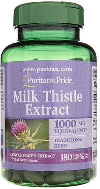 Miniatura para Un frasco de Cardo mariano 1000 mg 4:1 extracto Silimarina 180 cápsulas blandas de liberación rápida by Puritan's Pride.