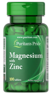 Miniatura de Puritan's Pride Magnesio con Zinc 100 comprimidos.