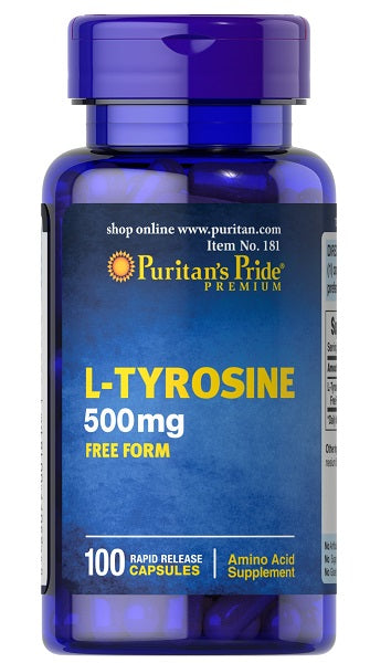 L-Tirosina 500 mg Forma libre 100 Cápsulas de liberación rápida - frente 2