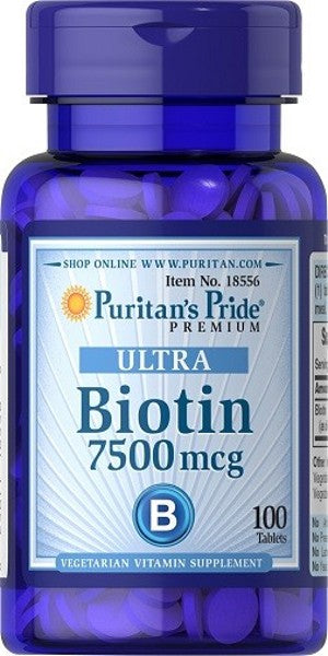 Puritan's Pride Biotina - 7,5 mg: complemento alimenticio en forma de comprimidos.