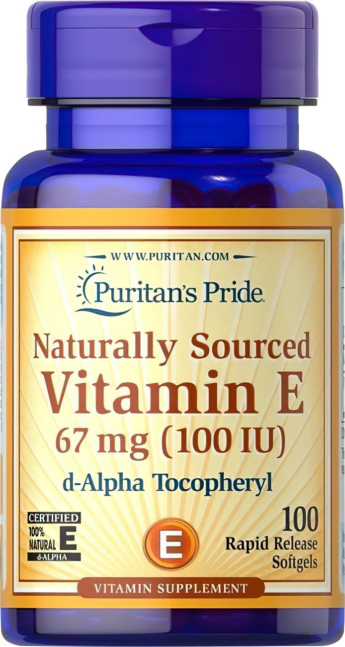 Puritan's Pride Vitamina E 100 UI D-alfa tocoferol 100% natural 100 cápsulas blandas de liberación rápida.