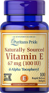 Miniatura de Puritan's Pride Vitamina E 100 UI D-alfa tocoferol 100% natural 100 cápsulas blandas de liberación rápida.