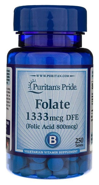 Puritan's Pride Folato 1333mcg (800 mcg ácido fólico) 250 tab.