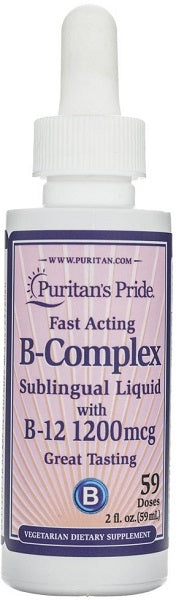 Un frasco de Puritan's Pride Complejo B con vitamina B12 líquida - 59 ml.