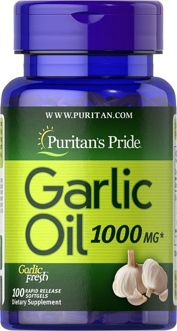 Puritan's Pride Aceite de ajo 1000 mg 100 cápsulas blandas de liberación rápida.