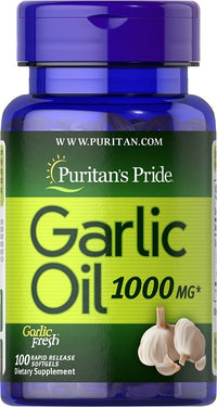 Miniatura de Puritan's Pride Aceite de ajo 1000 mg 100 cápsulas blandas de liberación rápida.