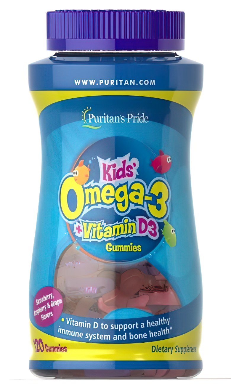 Puritan's Pride Omega 3, DHA y D3 para niños 120 gominolas.
