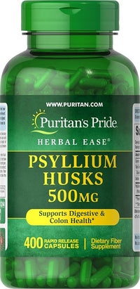 Miniatura para Promueve la salud digestiva con Puritan's Pride Cáscaras de Psilio 500 mg 400 Cápsulas de liberación rápida, una fuente de fibra soluble para una salud óptima del colon.