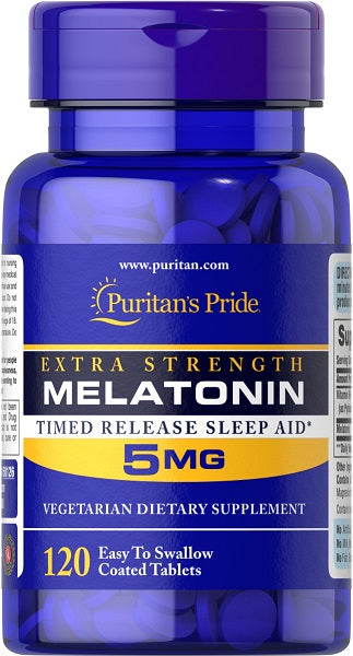 Puritan's Pride Melatonina 5 mg con B-6 120 Comprimidos de liberación retardada.