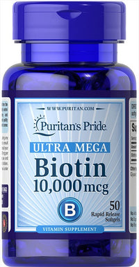 Miniatura de Puritan's Pride Biotin - 10000 mcg, un suplemento dietético.