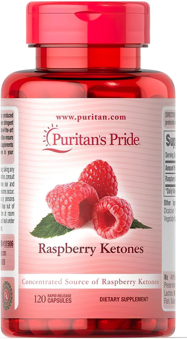 Puritan's Pride Cetonas de Frambuesa 100 mg 120 cápsulas Rapid Realase, un potente suplemento repleto de antioxidantes y diseñado para potenciar la pérdida de peso y aumentar el metabolismo.