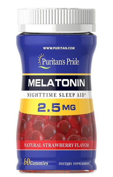 Puritan's Pride Melatonina 2,5 mg 60 Gominolas Sabor Fresa ayuda nocturna para dormir.