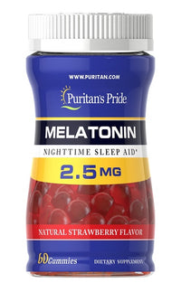Miniatura para Puritan's Pride Melatonina 2,5 mg 60 Gominolas Sabor Fresa ayuda nocturna para dormir.
