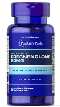 Miniatura para Un frasco de Puritan's Pride pregnenolona 50 mg 90 Cápsulas de liberación rápida diseñadas para un régimen de envejecimiento saludable.