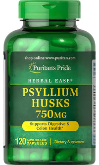 Miniatura de Puritan's Pride Cáscaras de Psilio 750 mg 120 Cápsulas de liberación rápida: un potente desintoxicante del aparato digestivo.