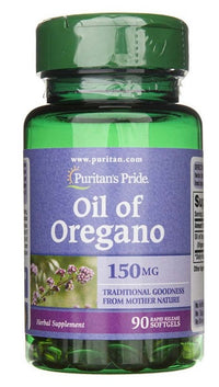 Miniatura de Un frasco potenciador de la inmunidad de Puritan's Pride Aceite de orégano 150 mg 90 cápsulas blandas de liberación rápida.