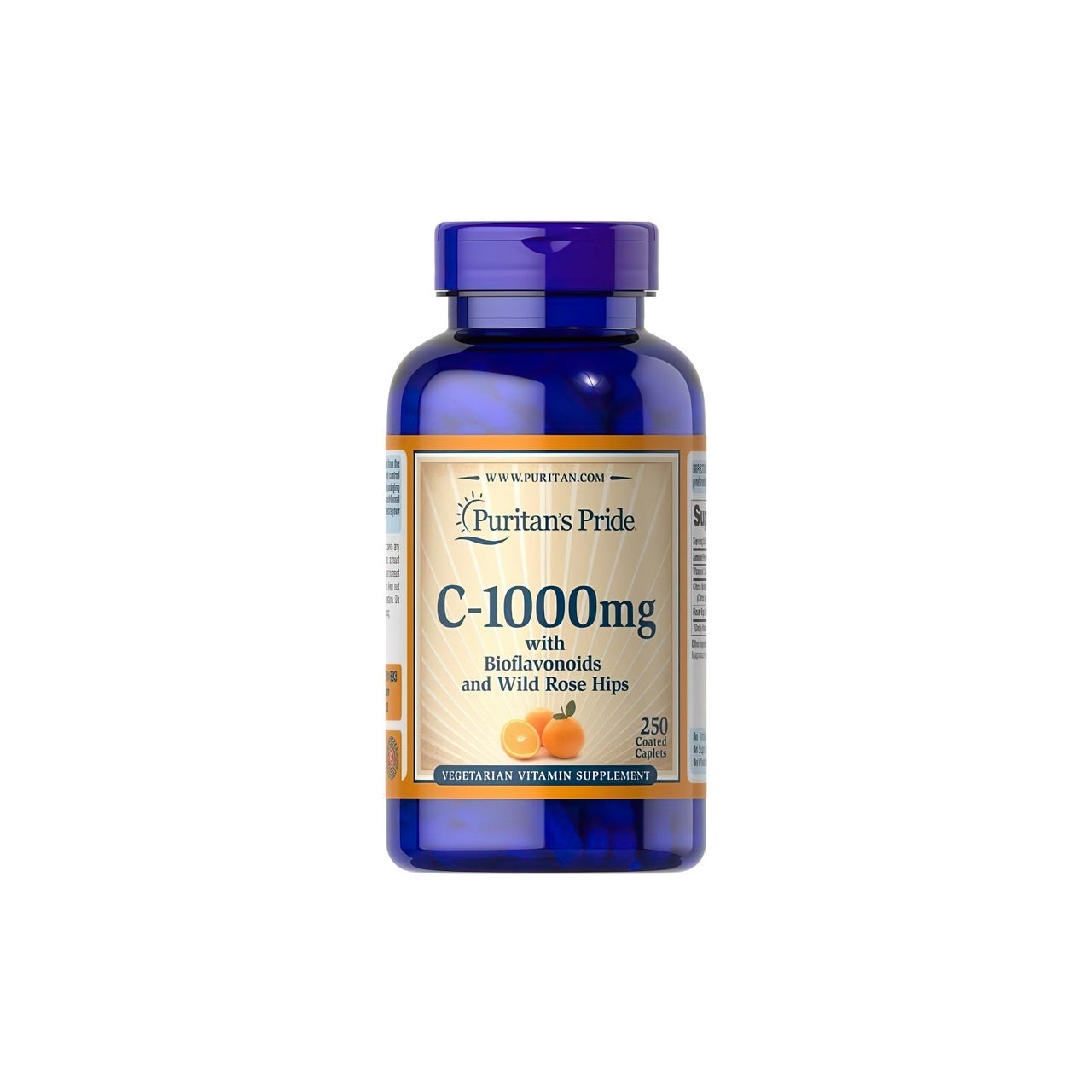 Un frasco de Puritan's Pride Vitamina C-1000 mg con Bioflavonoides y Escaramujo 250 Cápsulas.