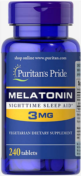 Puritan's Pride Melatonina 3 mg 240 Comprimidos somnífero nocturno.