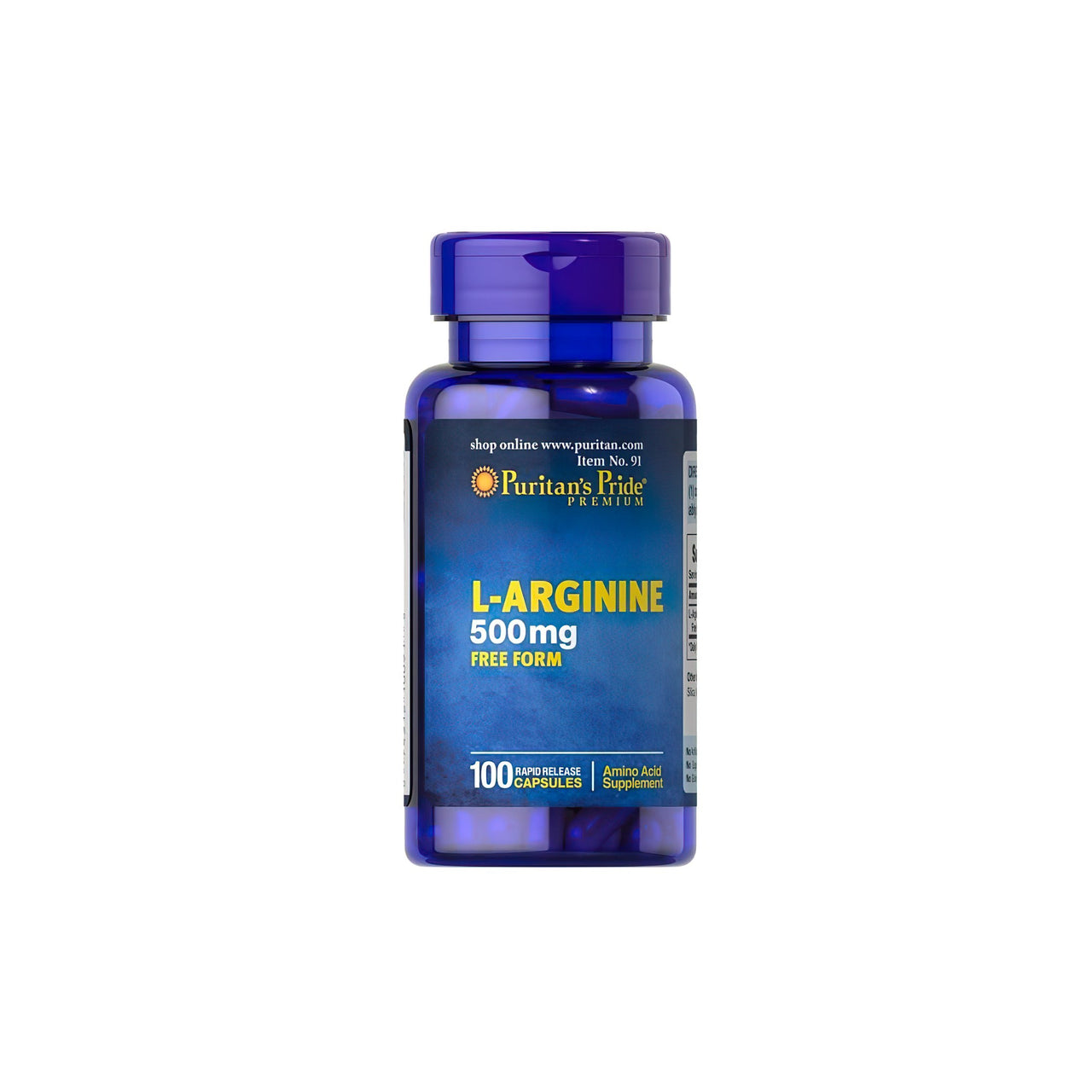 L-arginina 500 mg forma libre 100 cápsulas - frente
