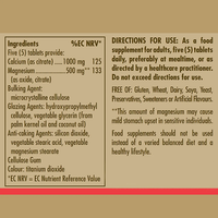 Thumbnail for The label for Solgar's Calcium Magnesium Citrate 50 Tablets highlights key minerals, detailing the ingredients and daily value percentages. Directions provide information on dosage and dietary advice, as well as warnings about potential magnesium side effects for maintaining healthy bones.