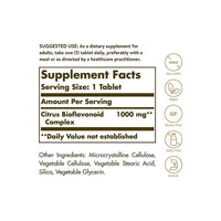 Miniatura de una etiqueta que muestra los ingredientes del suplemento Complejo de Bioflavonoides Cítricos 1000 mg Comprimidos de Solgar.