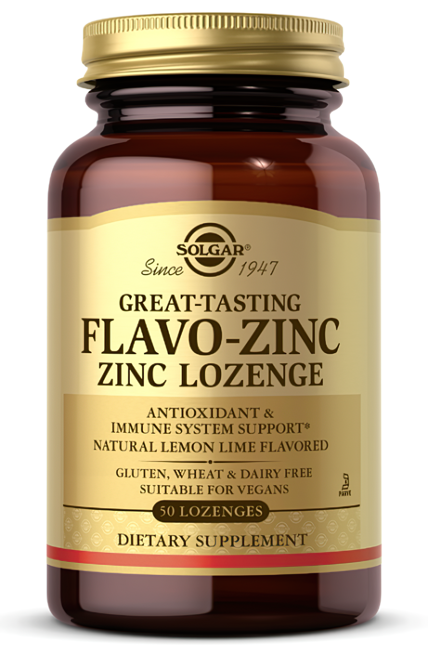Zinc de gran sabor Flavo-Zinc 23 mg 50 pastillas de Solgar.