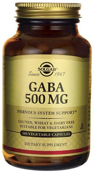 Miniatura de Un frasco de Solgar GABA 500 mg 100 cápsulas vegetales.