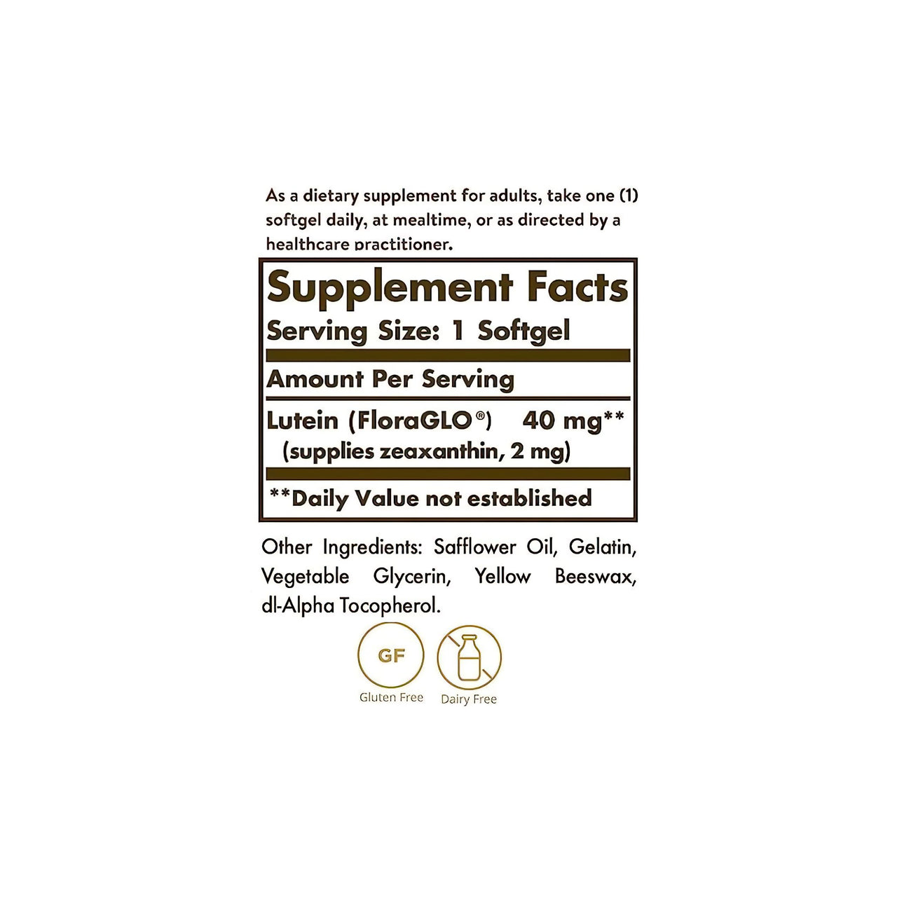 Una etiqueta que muestra los ingredientes de un suplemento.